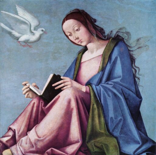 Maria Verkündigung, lesende Maria, Lorenzo Costa 15 Jh., Gemäldegalerie Dresden 