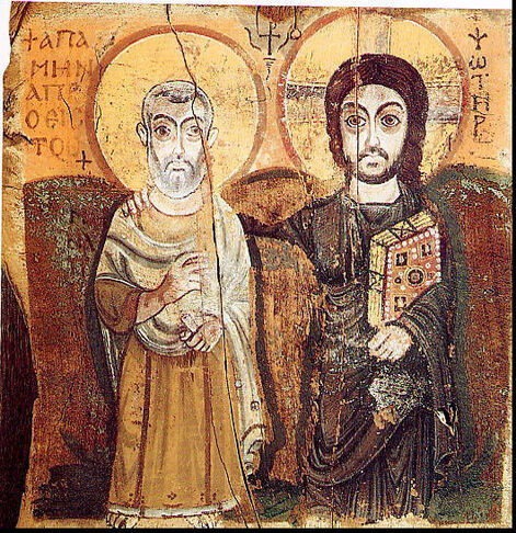 Christus und Menas, ägyptische Ikone aus dem 6. Jahrhundert (Paris, Louvre)